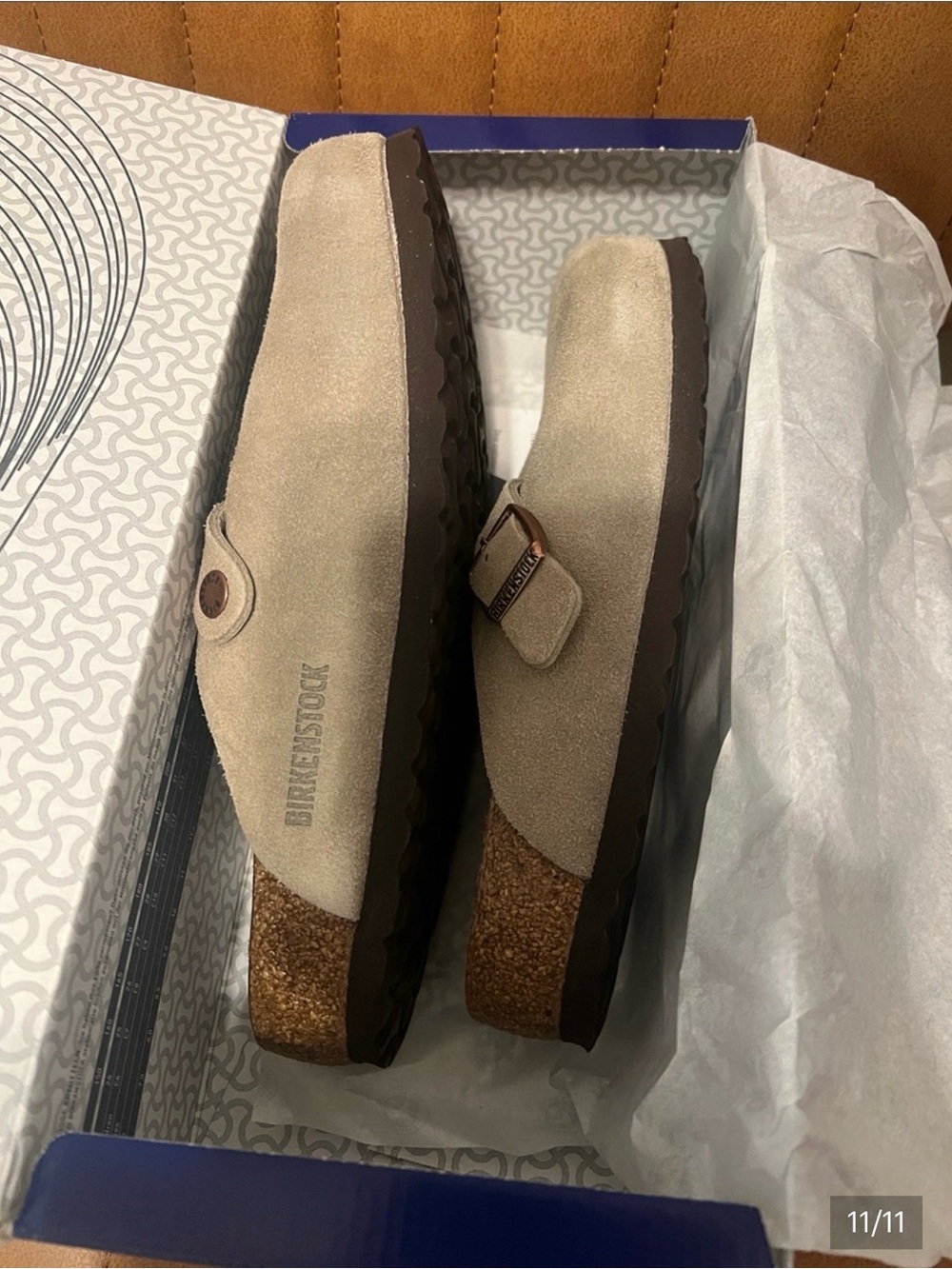 Birkenstock Boston -Suede Clog in Taupe NEW- authentic size 37 regular - Picture 8 of 14